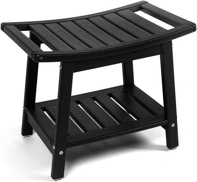 Main image of JiffyPoint 21.8W Shower Bench Seat Waterproof, HDPE Shower Stool-for Inside Shower Bathroom Benches w/Storage Shelf & Handles, Indoor Outdoor Use
