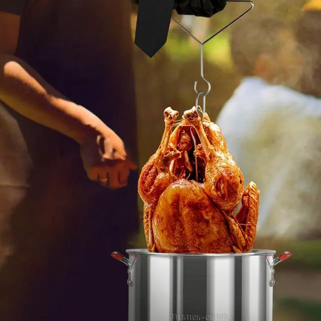 Alt view image 7 of 7 - 30QT Turkey Fryer & 10QT Fish Fryer Kit, Waterproof Cover & 12-inch Skimmer, 55,000BTU Propane Burner Stove, Aluminum Turkey Fryer Pot, Outdoor Deep Fryer, Crawfish Boiler with Basket
