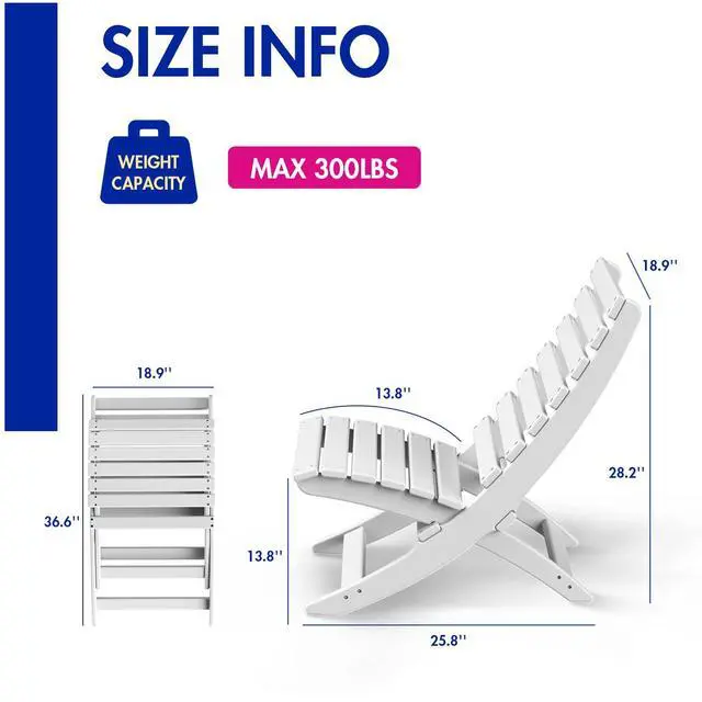 Alt view image 2 of 6 - JiffyPoint Outdoor Folding Adirondack Chairs White