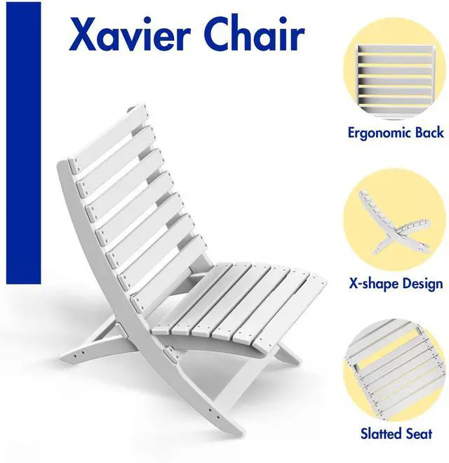 Alt view image 5 of 6 - JiffyPoint Outdoor Folding Adirondack Chairs White