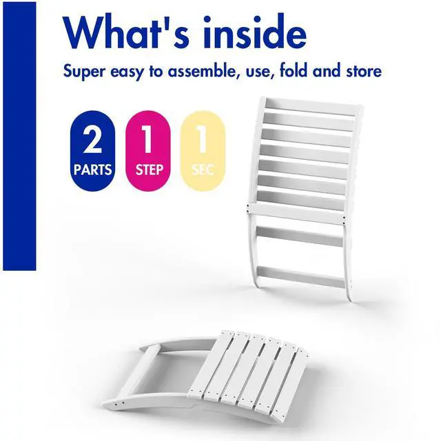 Alt view image 3 of 6 - JiffyPoint Outdoor Folding Adirondack Chairs White