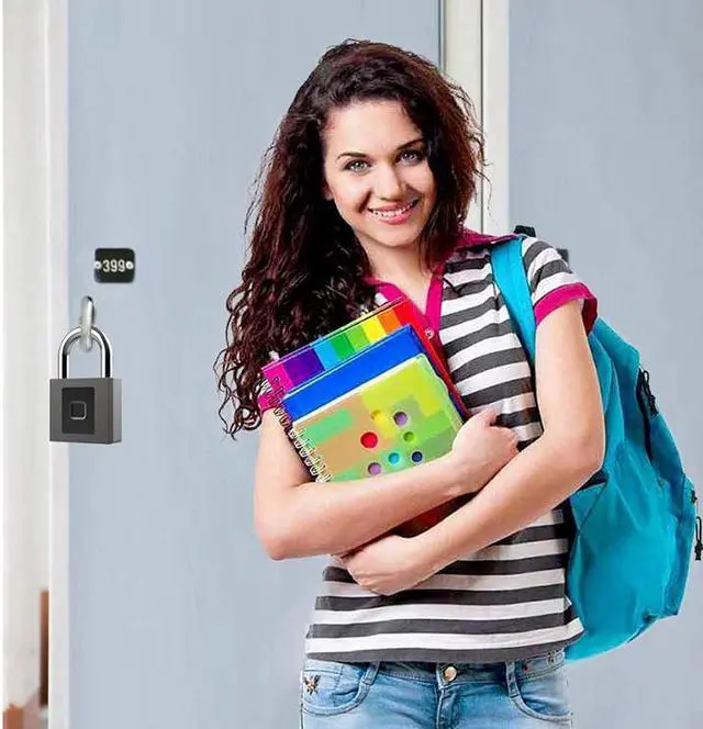 Alt view image 6 of 7 - Large Size Keyless USB Rechargeable Door Lock Fingerprint Smart Padlock Quick Unlock Zinc alloy Metal For Warehouse Factory