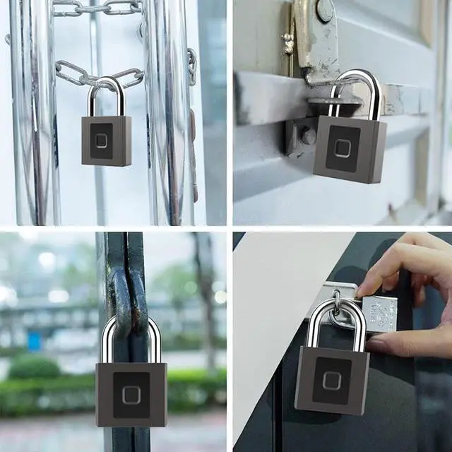 Alt view image 5 of 7 - Large Size Keyless USB Rechargeable Door Lock Fingerprint Smart Padlock Quick Unlock Zinc alloy Metal For Warehouse Factory