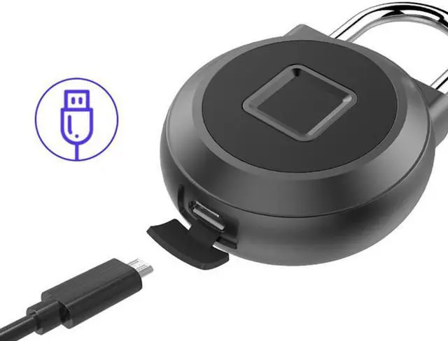 Alt view image 2 of 7 - Smart Fingerprint Padlock Keyless USB Rechargeable Door Lock Quick Unlock Zinc Alloy Metal Fingerprint Lock