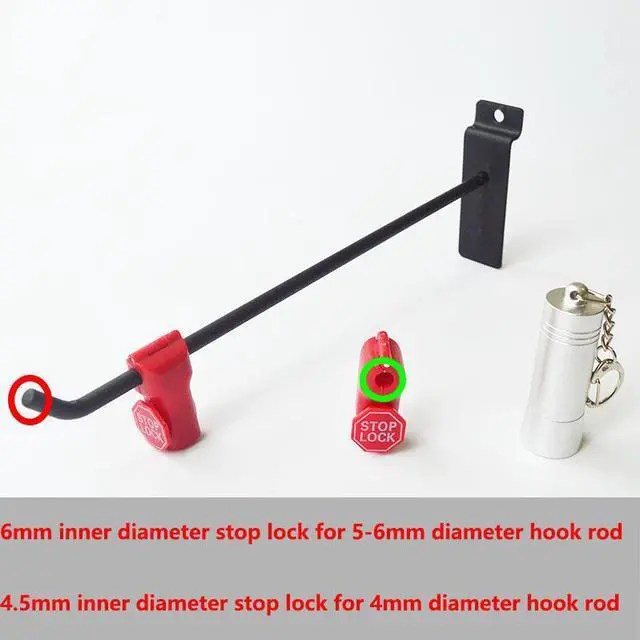 Alt view image 4 of 7 - 101pcs Stop Lock and Magnetic Key Detacher for Store Display Security Hook Stem&peg Stoplok Plastic Little Red Hook Lock