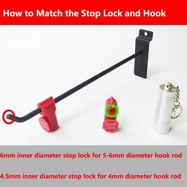 Alt view image 4 of 7 - 51pcs Stop Lock And Magnetic Key Detacherfor Store Display Security Hook Stoplok Plastic Little Red Hook Lock 6mm