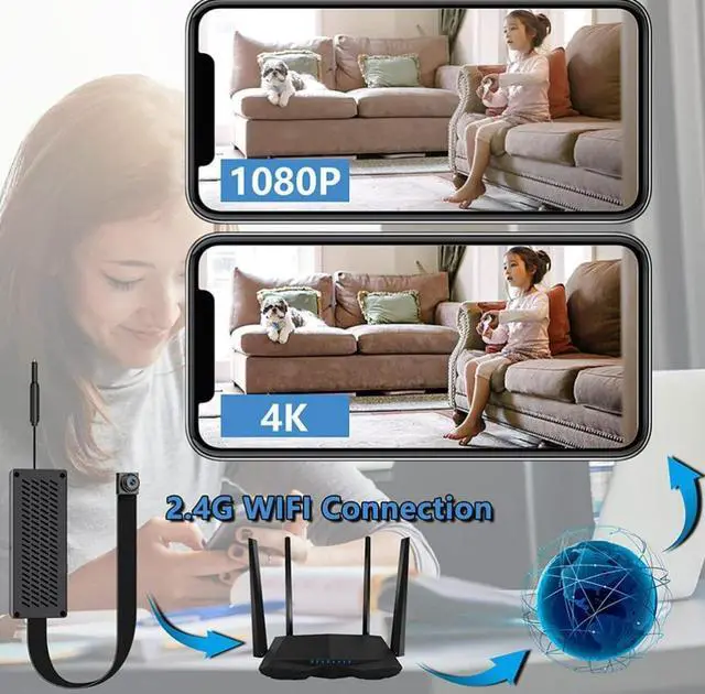 Alt view image 2 of 7 - New Spy Camera Hidden Camera Nanny Cam, MITUUT Mini Camera 4K Ultra HD with Wireless WiFi Camera, Portable Home Security Indoor Outdoor Secret Pinhole Small Camera