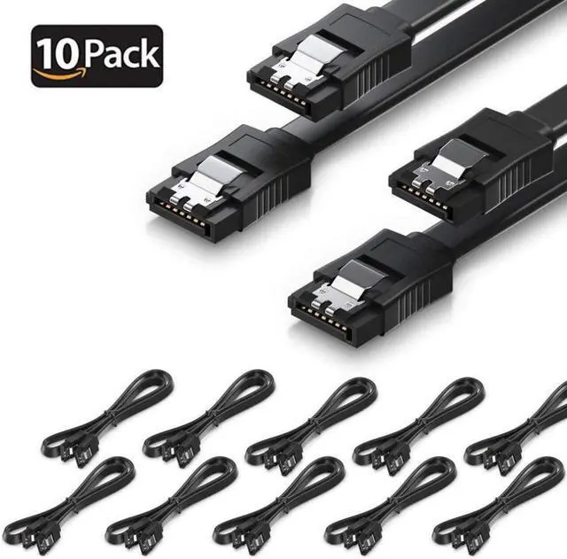 Main image of CORN SATA Cable III 10 Pack 6Gbps Straight HDD SDD Data Cable with Locking Latch 16 Inch(40cm) for SATA HDD, SSD, CD Driver, CD Writer