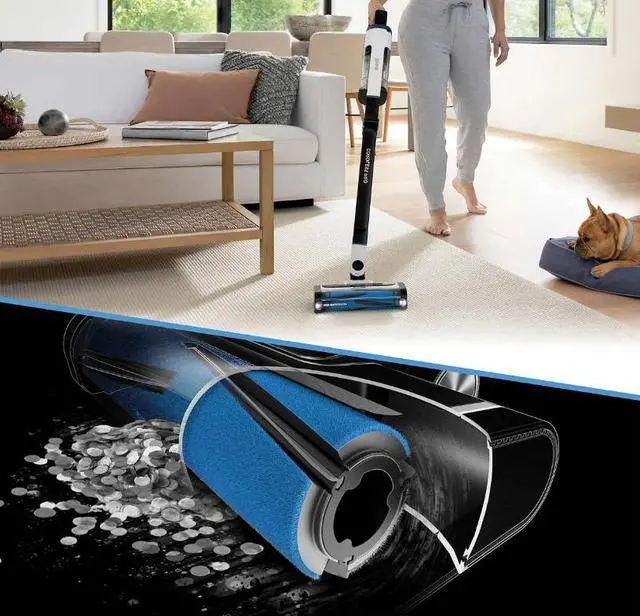 Alt view image 4 of 7 - SHARK UZ565H Pro Cordless Vacuum w/ Clean Sense IQ & MultiFLEX Technology, PowerFins Plus Brushroll, Duster Crevice Tool & Anti-Allergen Dusting Brush, Up to 40 Minute Runtime, White/Blue