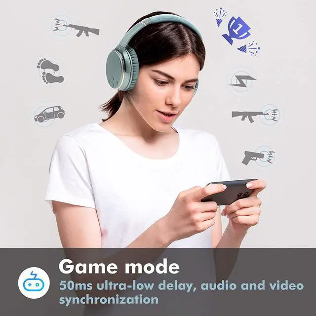 Alt view image 5 of 7 - Srhythm NC25 Active Noise Cancelling Headphones Bluetooth 5.3,ANC Stereo Headset Over-Ear with Hi-Fi,Mic,50H Playtime,Voice Assistant,Low Latency Game Mode