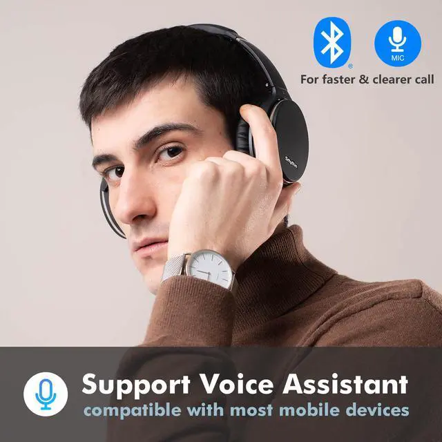 Alt view image 2 of 7 - Srhythm NC35 Noise Cancelling Headphones Wireless Bluetooth 5.3, Fast Charge Over-Ear Lightweight Headset with Microphones,Mega Bass 50+ Hours Playtime
