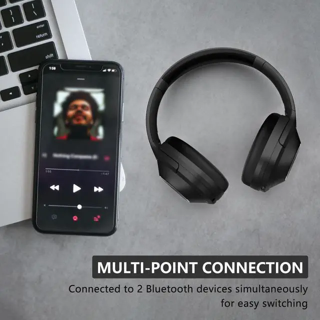 Alt view image 5 of 7 - Srhythm NC85 Dynamic Hybrid Noise Canceling Headphones Bluetooth Wireless Over The Ear with HD Sound,Quick Charge,Ultra-Long Playtime,Multi-Modes Switchover Metal Black