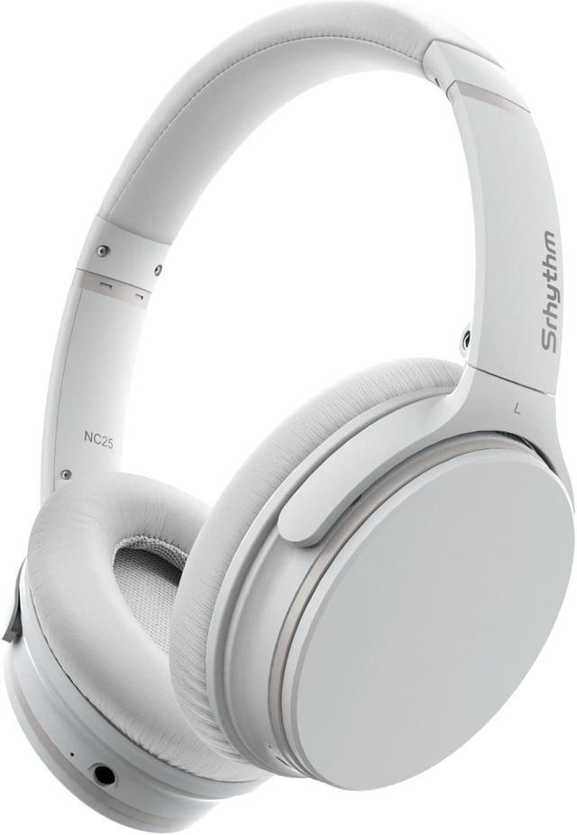 Srhythm NC25 Active Noise Cancelling Headphones Bluetooth 5.3,ANC Stereo  Headset Over-Ear with Hi-Fi,Mic,50H Playtime,Voice Assistant,Low Latency  Game Mode White 