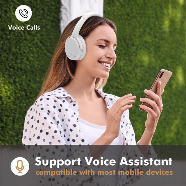 Alt view image 5 of 7 - Srhythm NC25 Active Noise Cancelling Headphones Bluetooth 5.3,ANC Stereo Headset Over-Ear with Hi-Fi,Mic,50H Playtime,Voice Assistant,Low Latency Game Mode White