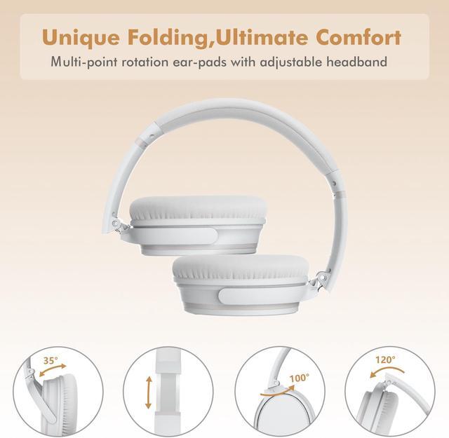 Alt view image 7 of 7 - Srhythm NC25 Active Noise Cancelling Headphones Bluetooth 5.3,ANC Stereo Headset Over-Ear with Hi-Fi,Mic,50H Playtime,Voice Assistant,Low Latency Game Mode White