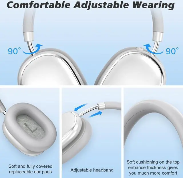 Alt view image 6 of 7 - Srhythm NiceComfort 95 Hybrid Noise Cancelling Headphones,Wireless Bluetooth Headset with Transparency Mode,HD Sound