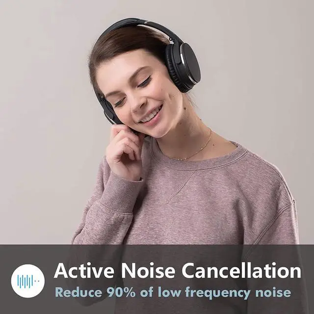 Alt view image 3 of 7 - Srhythm NC25 Active Noise Cancelling Headphones Bluetooth 5.3,ANC Stereo Headset Over-Ear with Hi-Fi,Mic,50H Playtime,Voice Assistant,Low Latency Game Mode