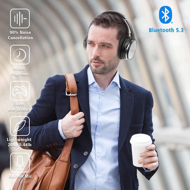 Srhythm NiceComfort 25Pro Active Noise Cancelling Headphones  Wireless,Bluetooth Headset with Game Mode Black 