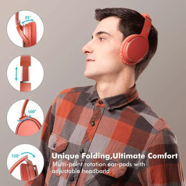 Alt view image 5 of 7 - Srhythm NC25 Active Noise Cancelling Headphones Bluetooth 5.3,ANC Stereo Headset Over-Ear with Hi-Fi,Mic,50H Playtime,Voice Assistant,Low Latency Game Mode Orange