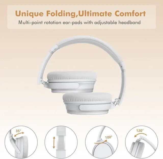 Alt view image 7 of 7 - Srhythm NC25 Active Noise Cancelling Headphones Bluetooth 5.3,ANC Stereo Headset Over-Ear with Hi-Fi,Mic,50H Playtime,Voice Assistant,Low Latency Game Mode White