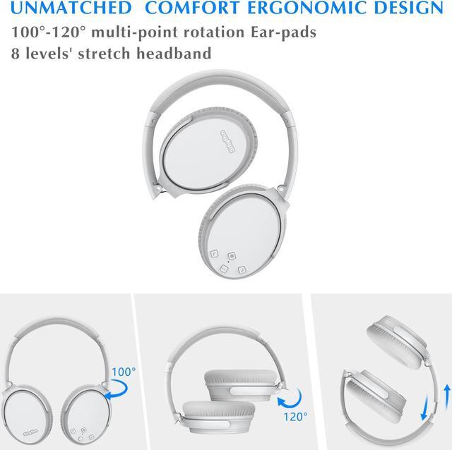 Alt view image 7 of 7 - Srhythm NC35 Noise Cancelling Headphones Wireless Bluetooth 5.3, Fast Charge Over-Ear Lightweight Headset with Microphones,Mega Bass 50+ Hours Playtime White