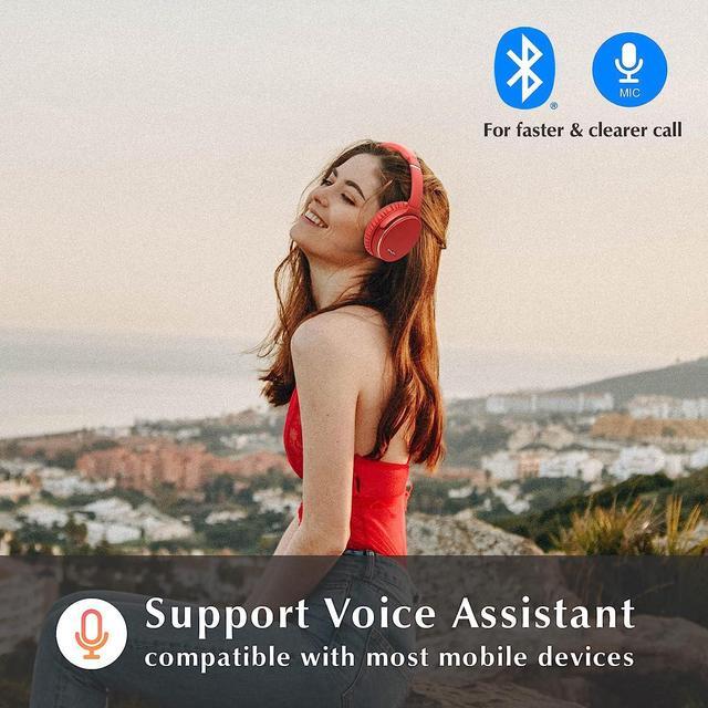 Alt view image 4 of 7 - Srhythm NC35 Noise Cancelling Headphones Wireless Bluetooth 5.3, Fast Charge Over-Ear Lightweight Headset with Microphones,Mega Bass 50+ Hours Playtime Orange
