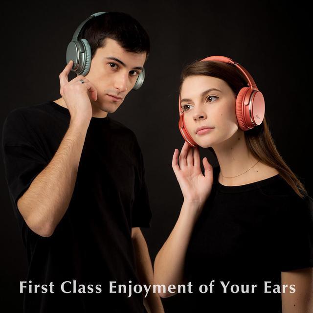 Alt view image 6 of 7 - Srhythm NC35 Noise Cancelling Headphones Wireless Bluetooth 5.3, Fast Charge Over-Ear Lightweight Headset with Microphones,Mega Bass 50+ Hours Playtime Orange