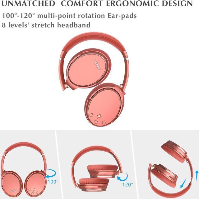 Alt view image 5 of 7 - Srhythm NC35 Noise Cancelling Headphones Wireless Bluetooth 5.3, Fast Charge Over-Ear Lightweight Headset with Microphones,Mega Bass 50+ Hours Playtime Orange