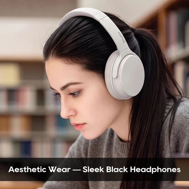 Alt view image 4 of 7 - Srhythm NiceComfort 25 Lightweight Hybrid Noise Cancelling Headphones,with Titanium Coated Speakers,Transparency and Low Latency,ANC for wired and Bluetooth Wireless White