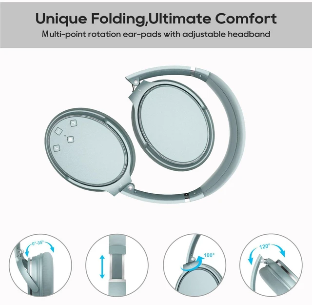 Alt view image 6 of 7 - Srhythm NiceComfort 25 Lightweight Hybrid Noise Cancelling Headphones,with Titanium Coated Speakers,Transparency and Low Latency,ANC for wired and Bluetooth Wireless Green