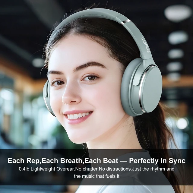 Alt view image 4 of 7 - Srhythm NiceComfort 25 Lightweight Hybrid Noise Cancelling Headphones,with Titanium Coated Speakers,Transparency and Low Latency,ANC for wired and Bluetooth Wireless Green