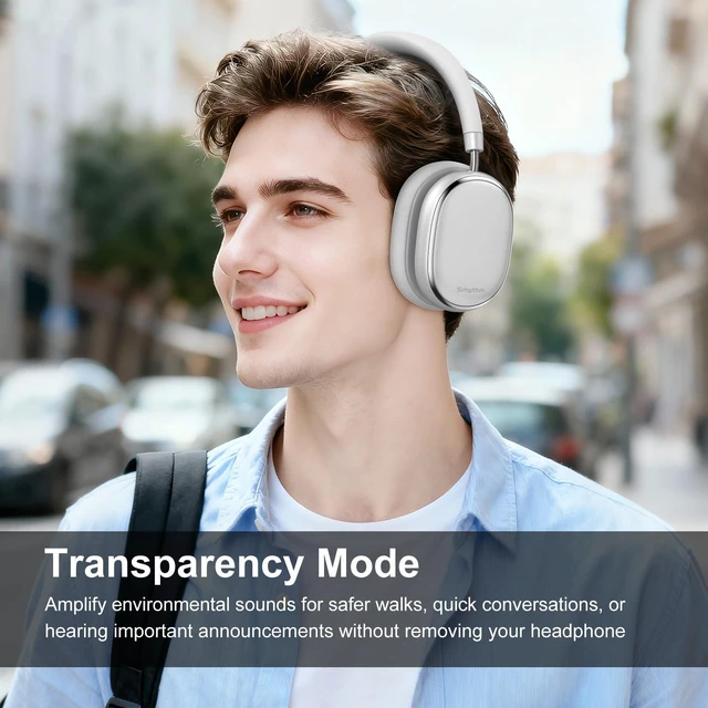 Alt view image 2 of 7 - Srhythm NiceComfort 95 Hybrid Noise Cancelling Headphones,Wireless Bluetooth Headset with Transparency Mode,HD Sound