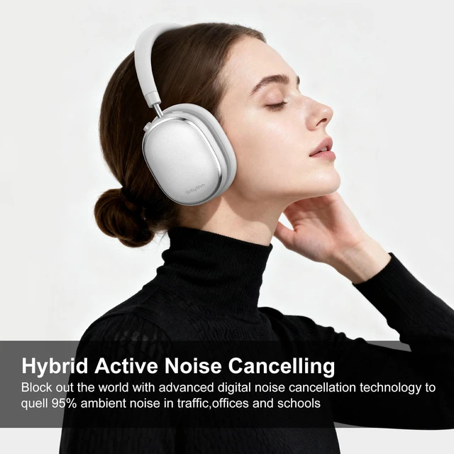 Alt view image 5 of 7 - Srhythm NiceComfort 95 Hybrid Noise Cancelling Headphones,Wireless Bluetooth Headset with Transparency Mode,HD Sound