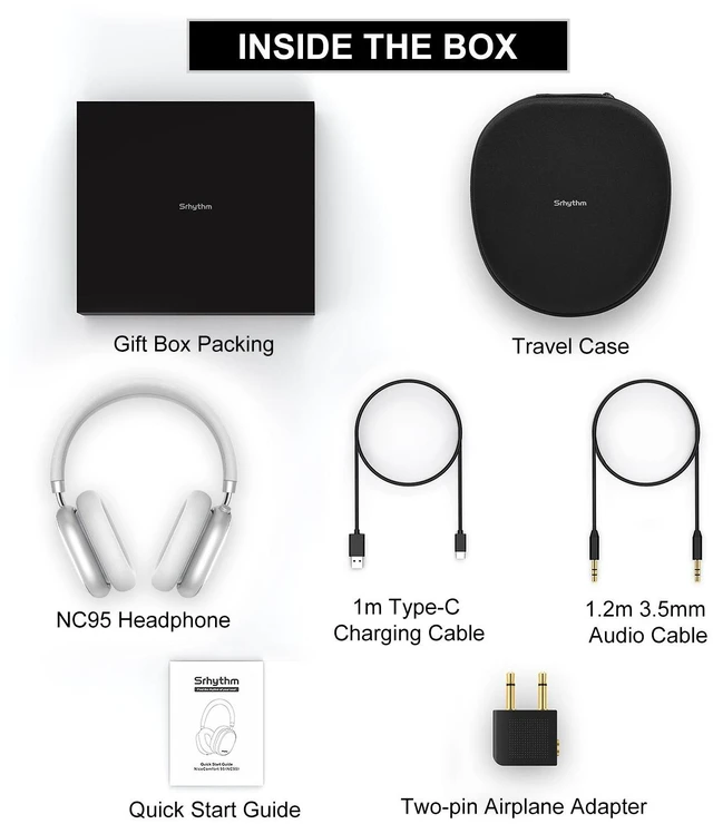 Alt view image 6 of 7 - Srhythm NiceComfort 95 Hybrid Noise Cancelling Headphones,Wireless Bluetooth Headset with Transparency Mode,HD Sound