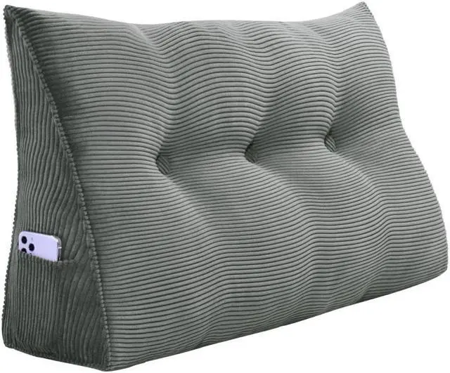 Alt view image 6 of 7 - Rucener Large Bed Rest Wedge Pillow Headboard Reading Back Support Body Positioning Daybed Cushion for Neck Shoulder Leg Pain Acid Reflux Inclined Elevation Tufted Buttons Removable & Washable Cover