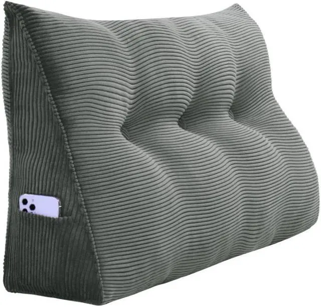 Alt view image 2 of 7 - Rucener Large Bed Rest Wedge Pillow Headboard Reading Back Support Body Positioning Daybed Cushion for Neck Shoulder Leg Pain Acid Reflux Inclined Elevation Tufted Buttons Removable & Washable Cover