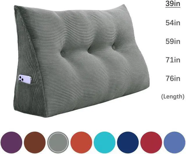 Alt view image 5 of 7 - Rucener Large Bed Rest Wedge Pillow Headboard Reading Back Support Body Positioning Daybed Cushion for Neck Shoulder Leg Pain Acid Reflux Inclined Elevation Tufted Buttons Removable & Washable Cover