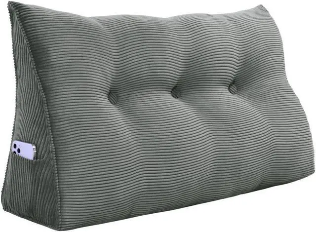 Alt view image 7 of 7 - Rucener Large Bed Rest Wedge Pillow Headboard Reading Back Support Body Positioning Daybed Cushion for Neck Shoulder Leg Pain Acid Reflux Inclined Elevation Tufted Buttons Removable & Washable Cover