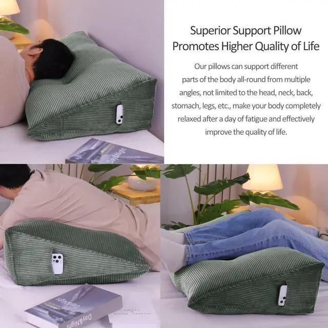 Alt view image 4 of 6 - Rucener Large Bed Rest Wedge Pillow Headboard Reading Back Support Body Positioning Daybed Cushion for Neck Shoulder Leg Pain Acid Reflux Inclined Elevation Tufted Buttons Removable & Washable Cover