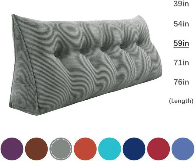 Alt view image 2 of 6 - Rucener Large Bed Rest Wedge Pillow Headboard Reading Back Support Body Positioning Daybed Cushion for Neck Shoulder Leg Pain Acid Reflux Inclined Elevation Tufted Buttons Removable & Washable Cover