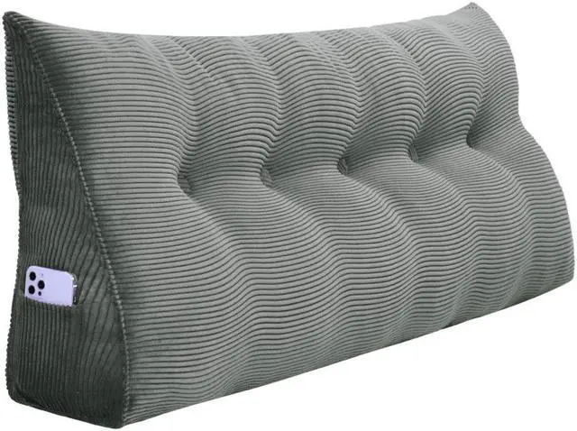 Alt view image 5 of 6 - Rucener Large Bed Rest Wedge Pillow Headboard Reading Back Support Body Positioning Daybed Cushion for Neck Shoulder Leg Pain Acid Reflux Inclined Elevation Tufted Buttons Removable & Washable Cover