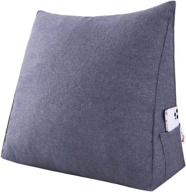 Alt view image 4 of 4 - Rucener Linen Polyester Fiber Filled Triangular Wedge Pillow Positioning Support Reading Backrest Cushion for Sofa Bed Day Bed and Upholstered Headboard with Removable and Washable Cover