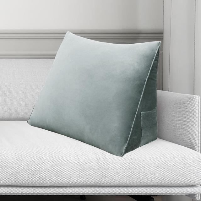 Alt view image 2 of 7 - Rucener Reading Pillow Bed Wedge Large Adult Backrest Lounge Cushion with Pocket Firm Back Support for Sitting Up in Bed Couch Without arms for GERD Heartburn Velvet for Christmas/Holidays