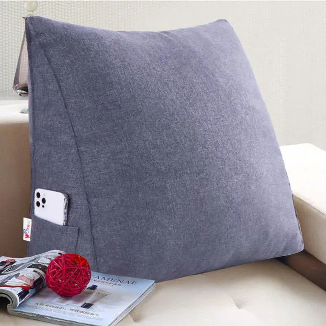 Main image of Rucener Linen Polyester Fiber Filled Triangular Wedge Pillow Positioning Support Reading Backrest Cushion for Sofa Bed Day Bed and Upholstered Headboard with Removable and Washable Cover