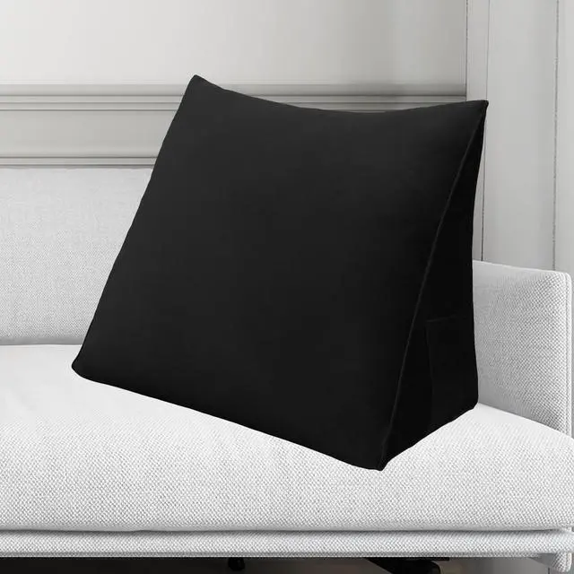 Alt view image 3 of 7 - Rucener Reading Pillow Bed Wedge Large Adult Backrest Lounge Cushion with Pocket Firm Back Support for Sitting Up in Bed Couch Without arms for GERD Heartburn Velvet for Christmas/Holidays