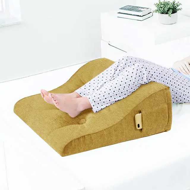 Alt view image 4 of 6 - VERCART Reading Pillow Bed Foam Wedge Adult for Back Support, Bed Pillows for Sitting in Bed, Backrest Seat Cushion with Pockets, Back Pillow with Shredded, Husband Pillow 18x9x22 Inches Yellow