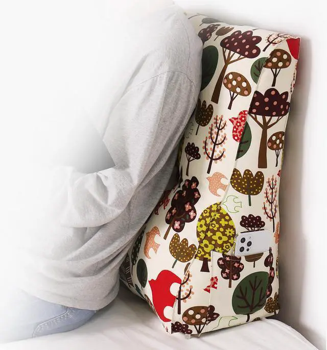 Alt view image 4 of 4 - Rucener Polyester Fiber Filled Triangular Wedge Pillow Positioning Support Reading Backrest Cushion for Sofa Bed Day Bed and Upholstered Headboard with Removable Cover