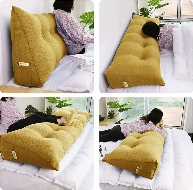 Alt view image 3 of 6 - Rucener Large Bolster Triangular Positioning Support Reading Backrest Wedge Pillow for Headboard Day Bed Bunk Bed with Removable Cover