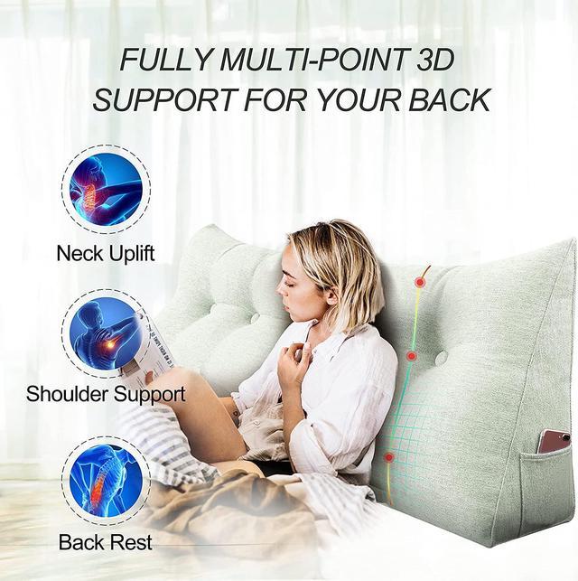 39'' Triangular Wedge Pillow Headboard Backrest Cushion Lumbar Support  Pillow for Sofa Bed Day Bed ,Reading & Watching TV Pillow for Bedroom Dorm