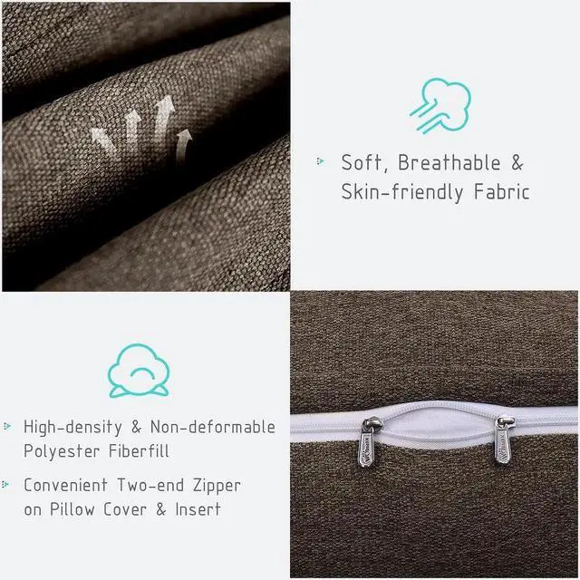 Alt view image 4 of 6 - Rucener Linen Polyester Fiber Filled Triangular Wedge Pillow Positioning Support Reading Backrest Cushion for Sofa Bed Day Bed and Upholstered Headboard with Removable and Washable Cover